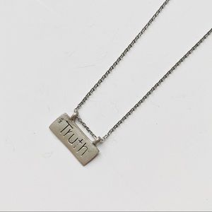 Satya jewelry Sanskrit Truth necklace 18” silver